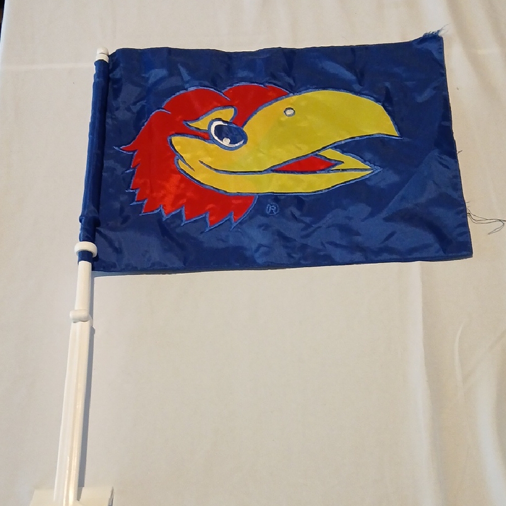 KU‎ Kansas Jayhawks car flag 15 in by 11 in.